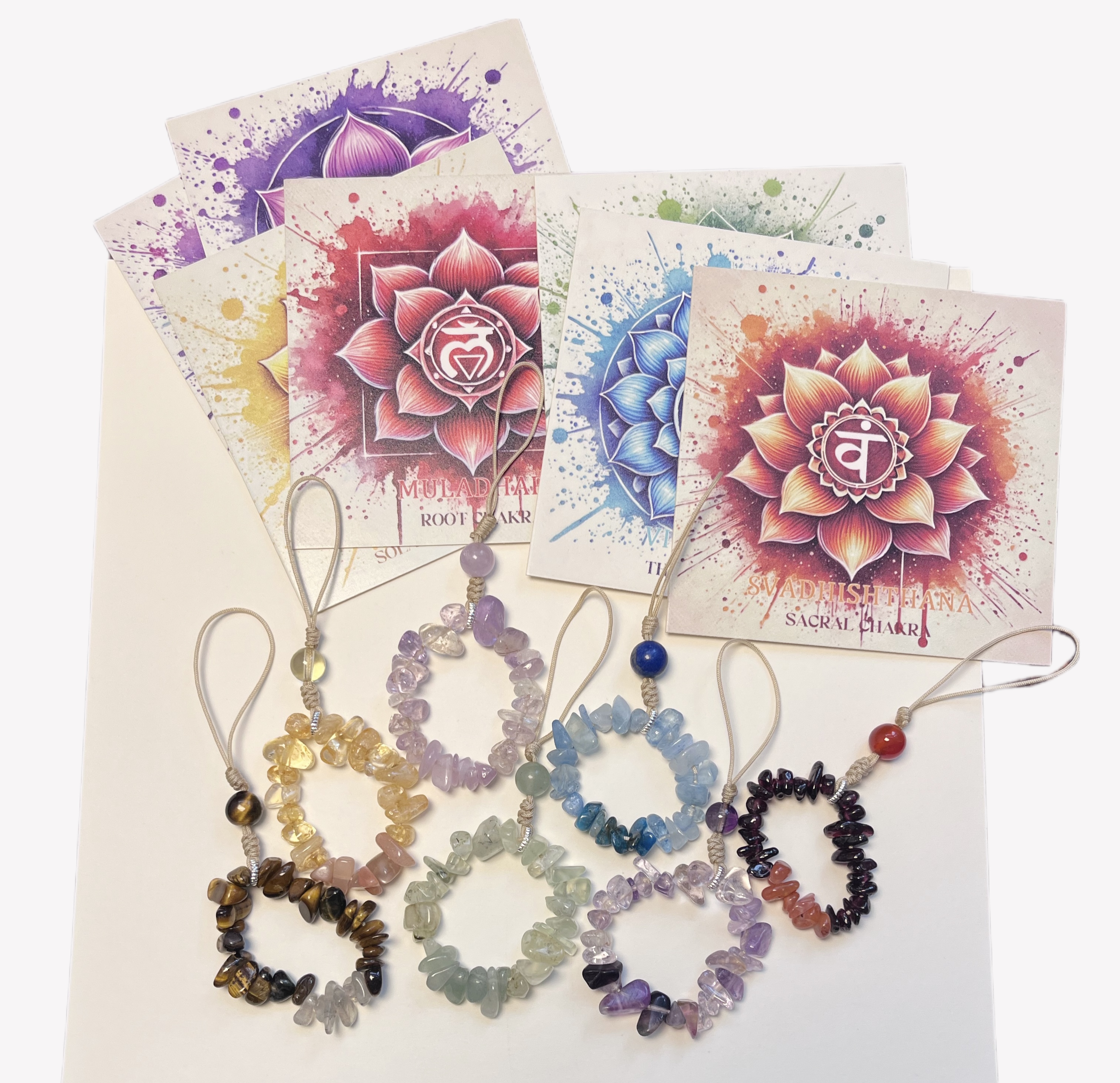 靈性療愈七脈輪能量水晶手機鏈