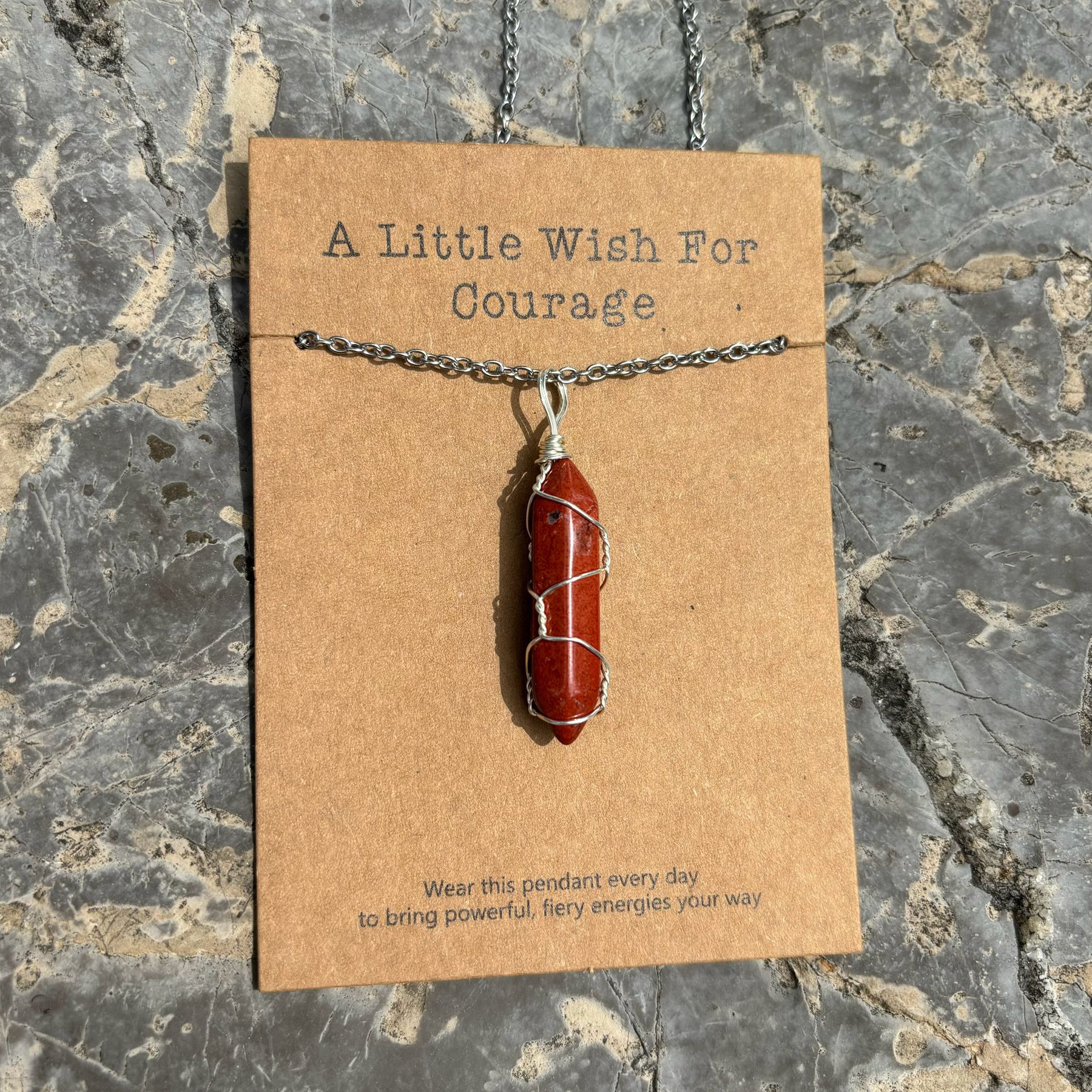 許願卡片繞線水晶吊墜項鏈