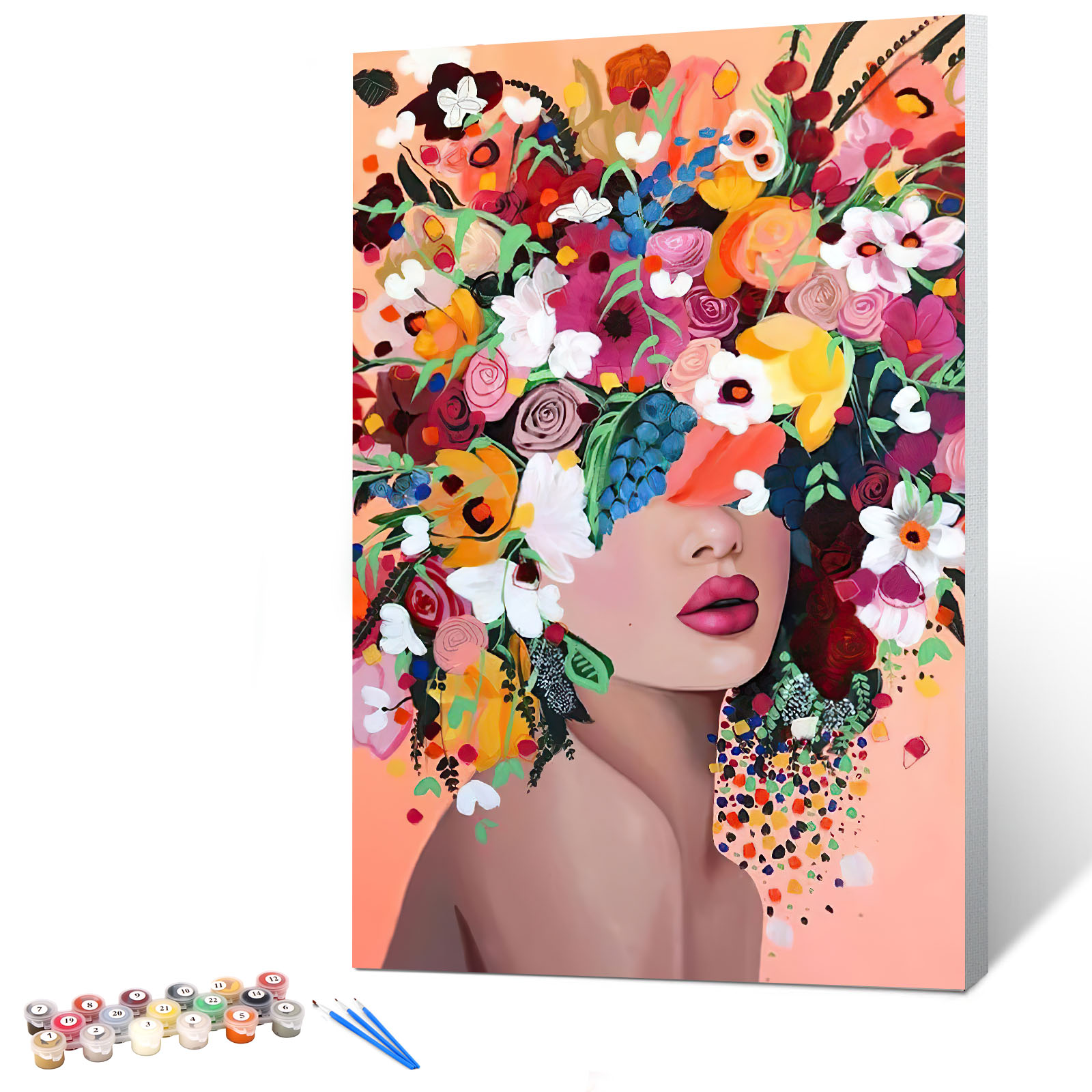  Ginkko Paint by Numbers Kit for Adults Beginner & Kids Ages 8-12 with Wooden Frame Easy Acrylic on Canvas 12x16 inch with Paints and Brushes, Girls and Flowers(Include Framed)