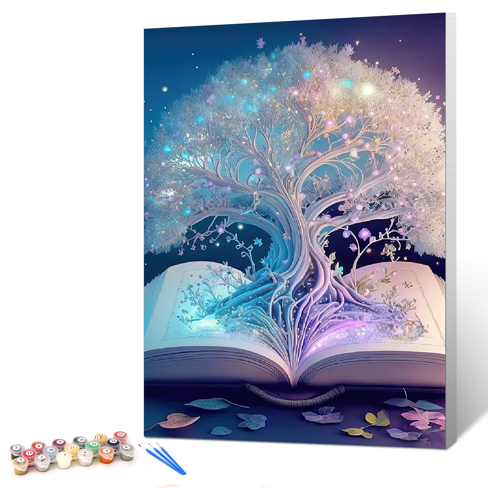  Ginkko Paint by Numbers Kit for Adults Beginner & Kids Ages 8-12 with Wooden Frame Easy Acrylic on Canvas 9x12 inch with Paints and Brushes, Crystal Tree(Include Framed)
