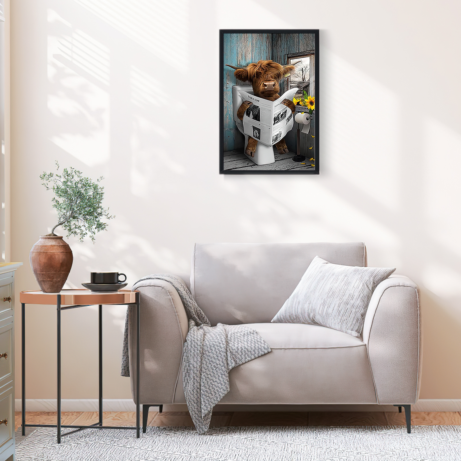 Ginkko Paint by Numbers Kit for Adults Beginner & Kids Ages 8-12 with Wooden Frame Easy Acrylic on Canvas 9x12 inch with Paints and Brushes, Cattle and Newspapers (Include Framed)