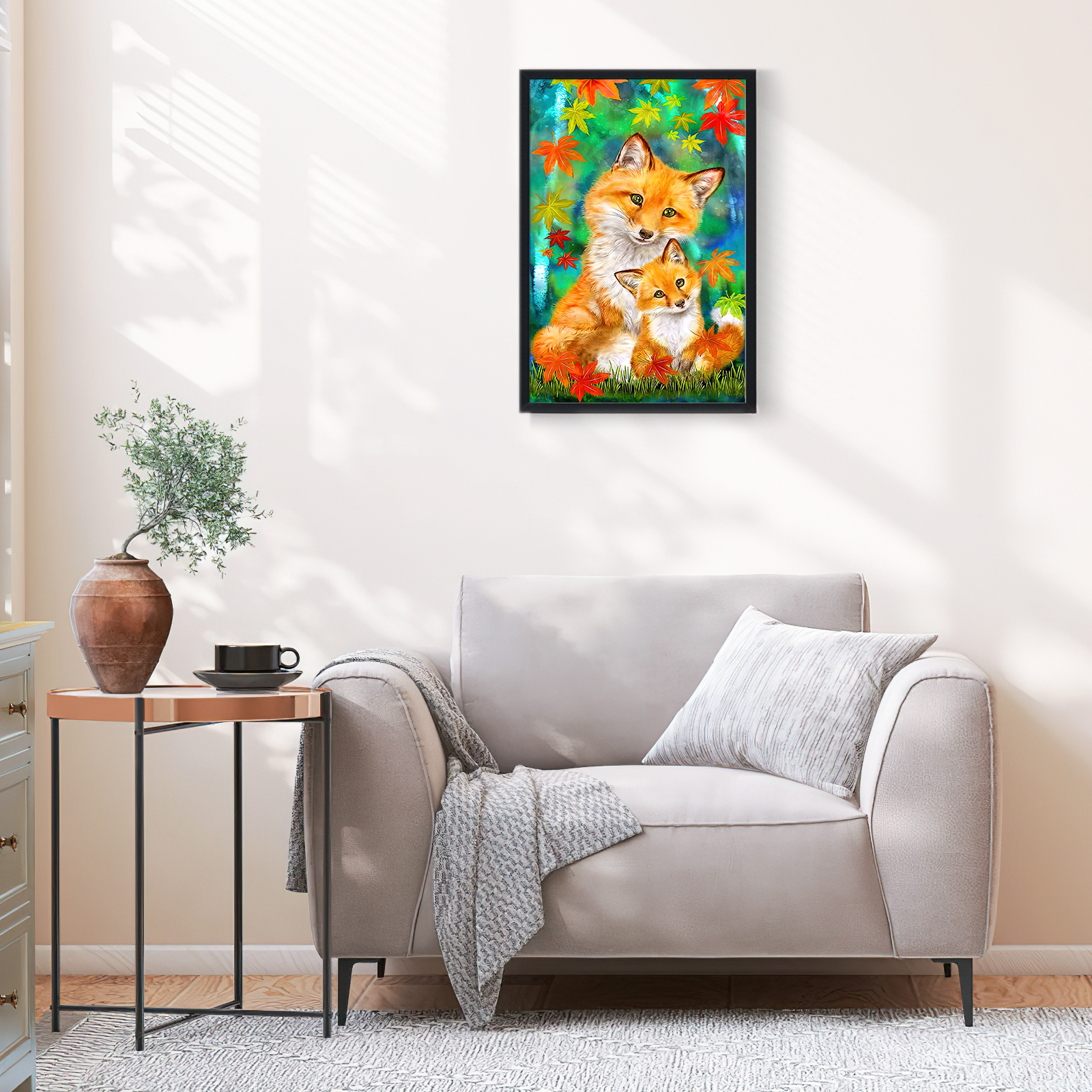 Ginkko Paint by Numbers Kit for Adults Beginner & Kids Ages 8-12 with Wooden Frame Easy Acrylic on Canvas 9x12 inch with Paints and Brushes, Fox(Include Framed)