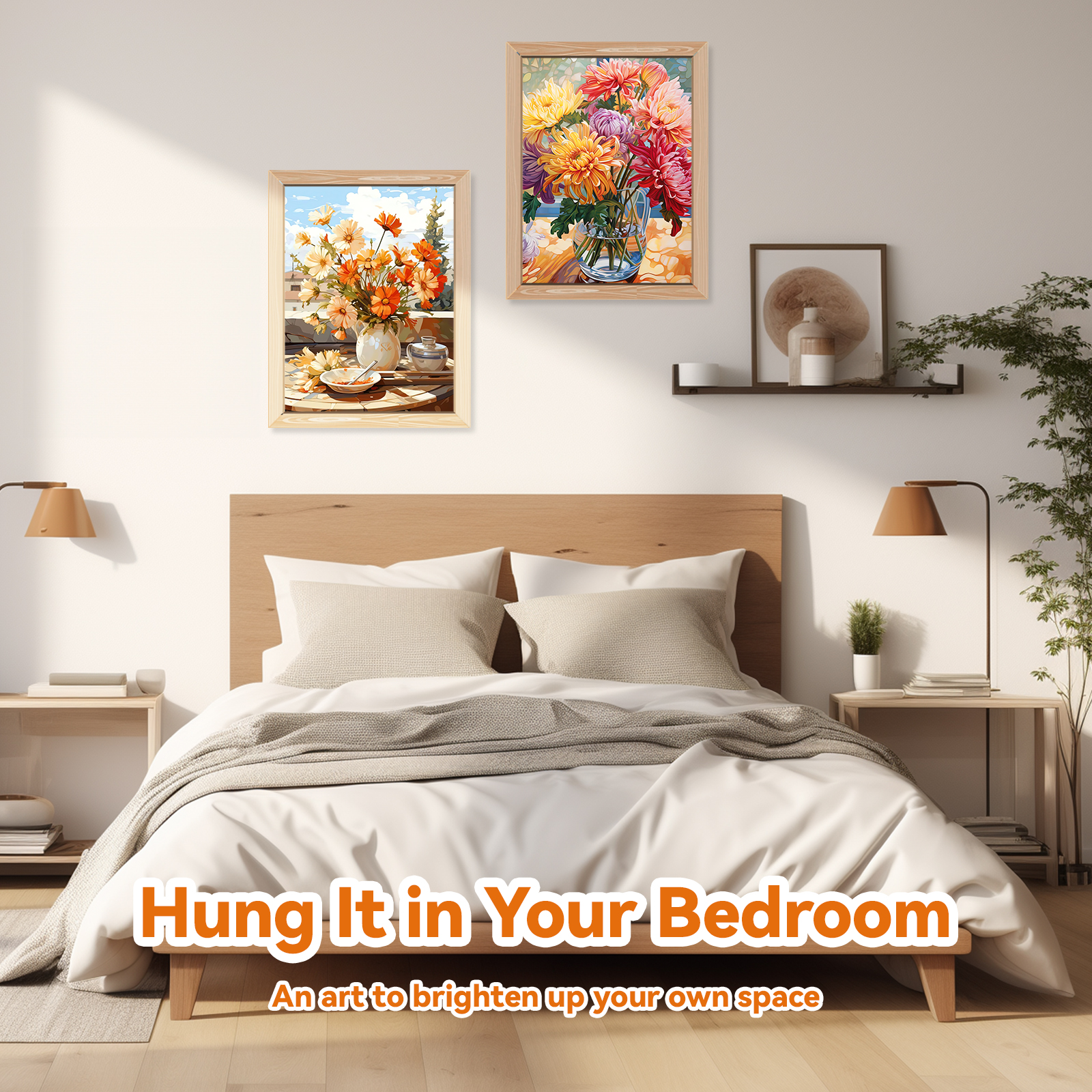 Ginkko Painting By Numbers Adults, DIY Flower with Brushes and Acrylic Paints Hand Painted Oil Painting Canvas for Home Decor, 30×40CM 2 Pack, (Flower 02)