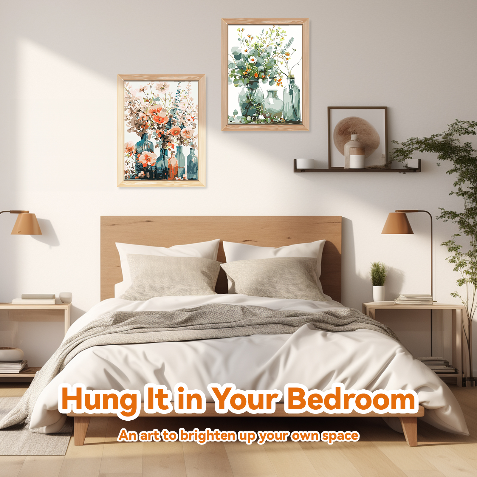 Ginkko Painting By Numbers Adults, DIY Flower with Brushes and Acrylic Paints Hand Painted Oil Painting Canvas for Home Decor, 30×40CM 2 Pack, (Flower 01)