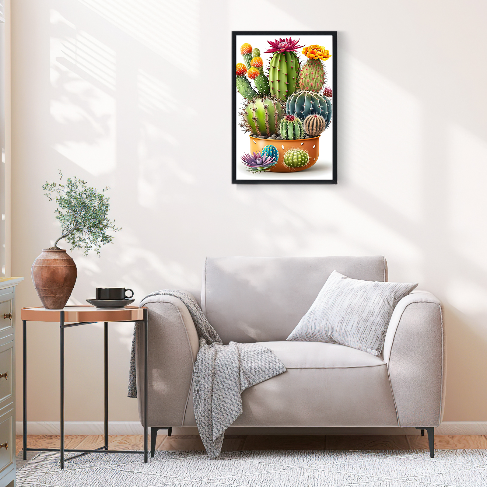 Ginkko Paint by Numbers Kit for Adults Beginner & Kids Ages 8-12 with Wooden Frame Easy Acrylic on Canvas 12x16 inch with Paints and Brushes, Cactus (Include Framed)