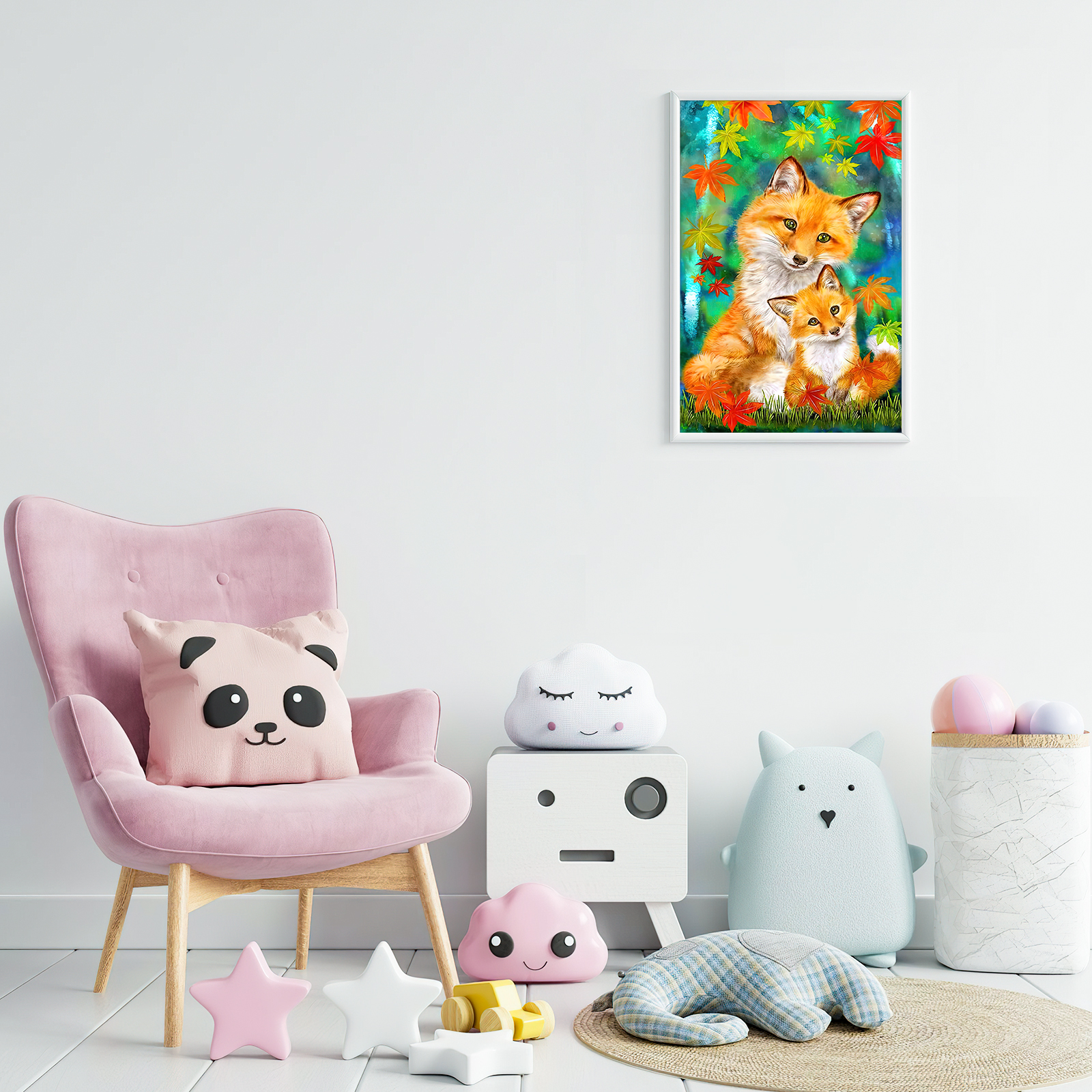 Ginkko Paint by Numbers Kit for Adults Beginner & Kids Ages 8-12 with Wooden Frame Easy Acrylic on Canvas 9x12 inch with Paints and Brushes, Fox(Include Framed)