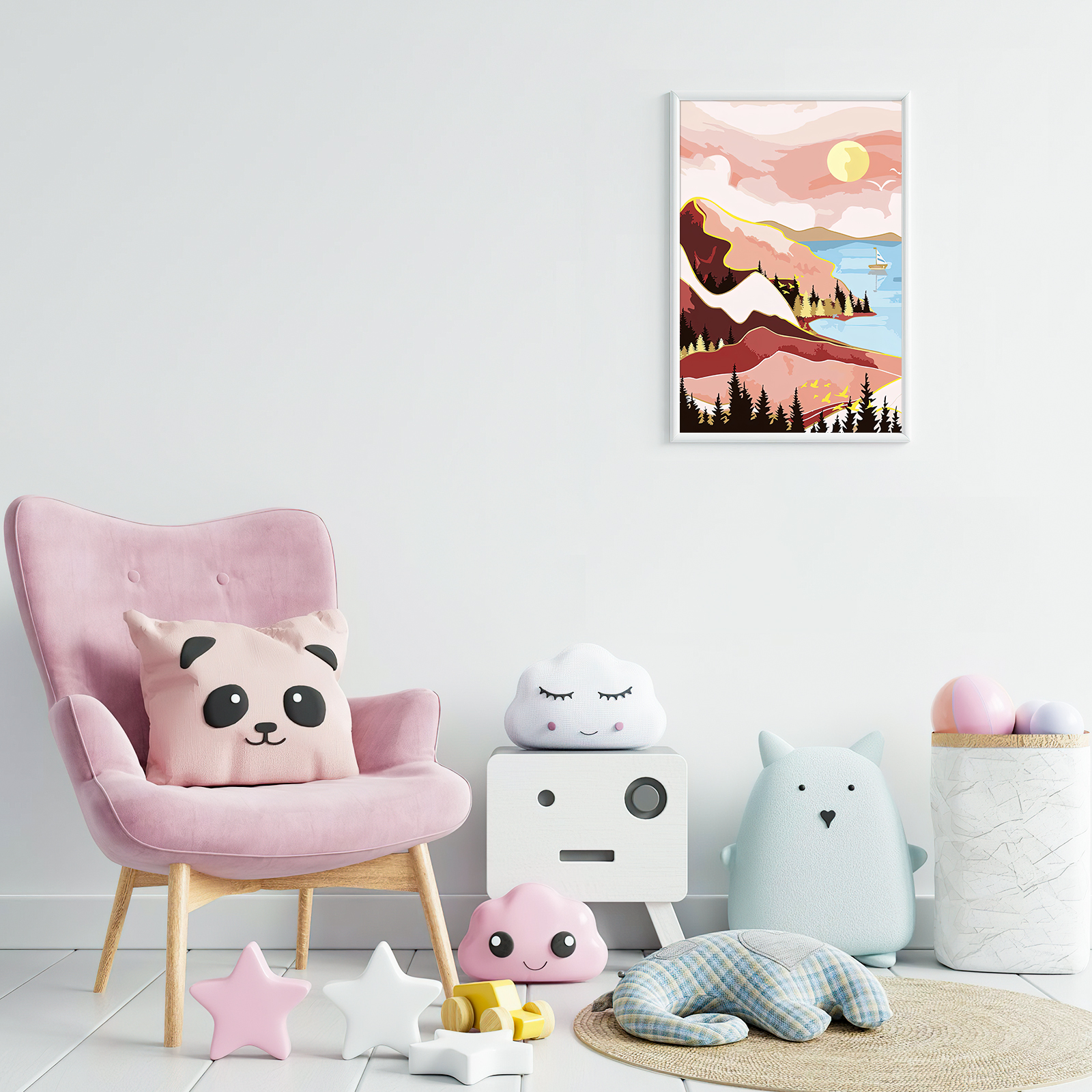 Ginkko Paint by Numbers Kit for Adults Beginner & Kids Ages 8-12 with Wooden Frame Easy Acrylic on Canvas 9x12 inch with Paints and Brushes, Landscape(Include Framed)