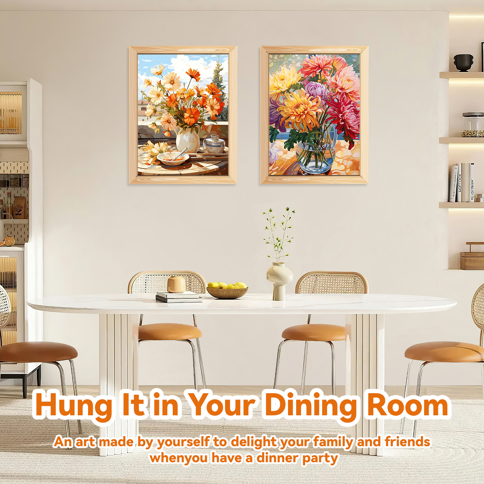 Ginkko Painting By Numbers Adults, DIY Flower with Brushes and Acrylic Paints Hand Painted Oil Painting Canvas for Home Decor, 30×40CM 2 Pack, (Flower 02)