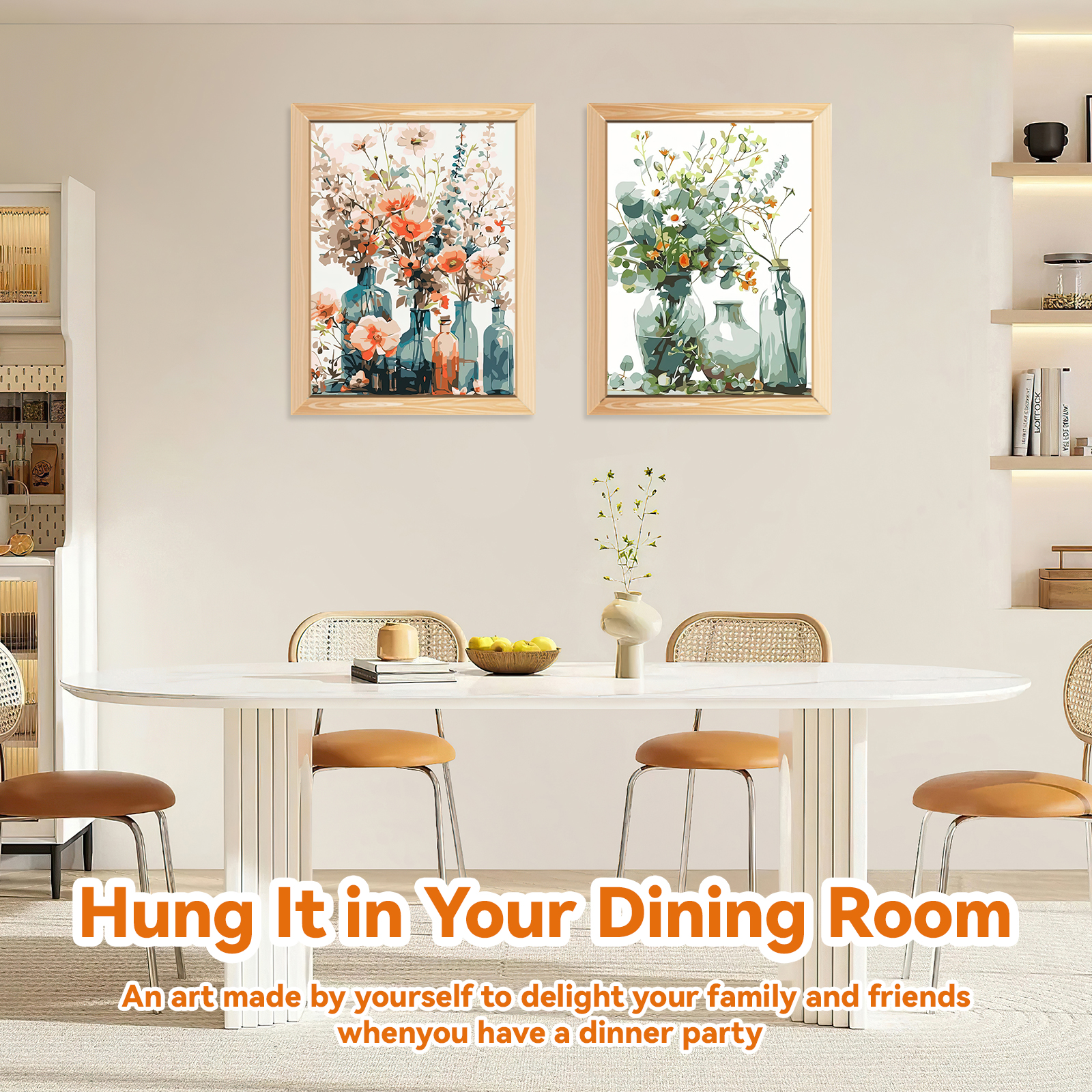 Ginkko Painting By Numbers Adults, DIY Flower with Brushes and Acrylic Paints Hand Painted Oil Painting Canvas for Home Decor, 30×40CM 2 Pack, (Flower 01)