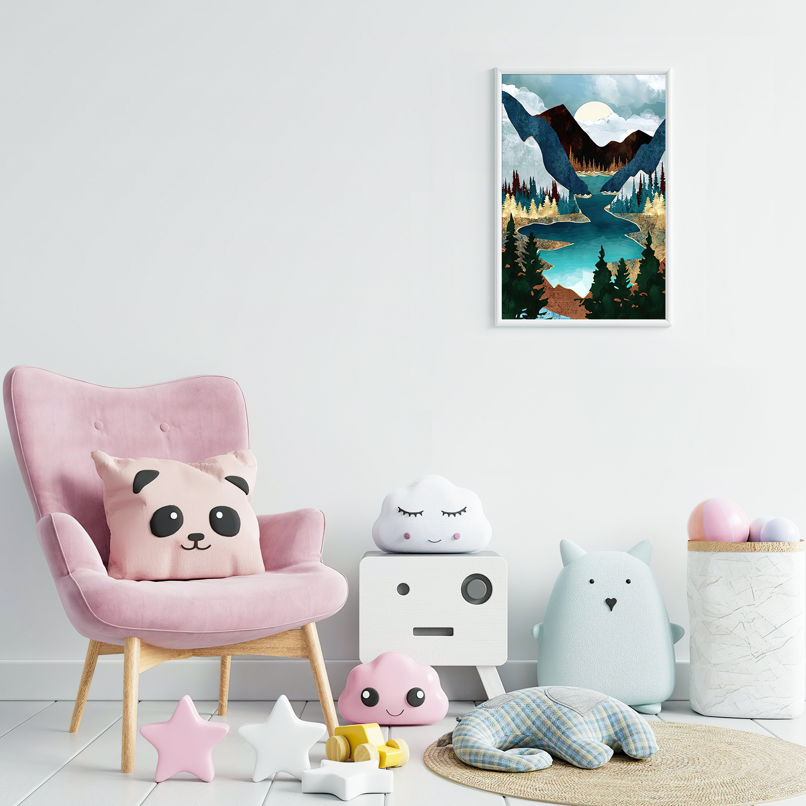 Ginkko Paint by Numbers Kit for Adults Beginner & Kids Ages 8-12 with Wooden Frame Easy Acrylic on Canvas 9x12 inch with Paints and Brushes, River(Include Framed)