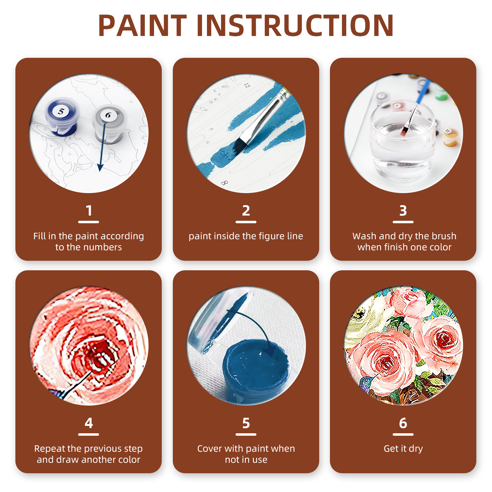  Ginkko Paint by Numbers Kit for Adults Beginner & Kids Ages 8-12 with Wooden Frame Easy Acrylic on Canvas 9x12 inch with Paints and Brushes, Flowers and Cattle(Include Framed)
