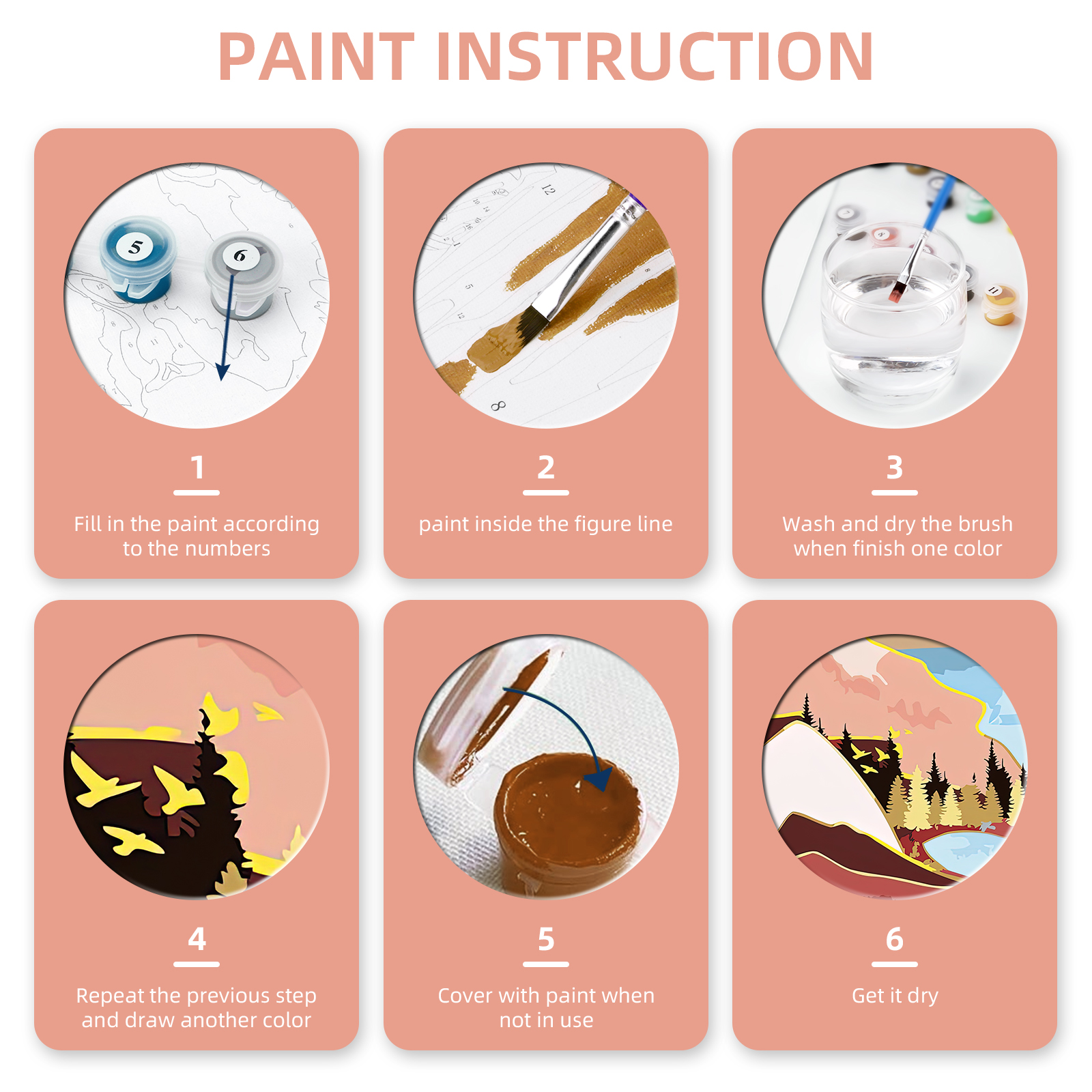 Ginkko Paint by Numbers Kit for Adults Beginner & Kids Ages 8-12 with Wooden Frame Easy Acrylic on Canvas 9x12 inch with Paints and Brushes, Landscape(Include Framed)