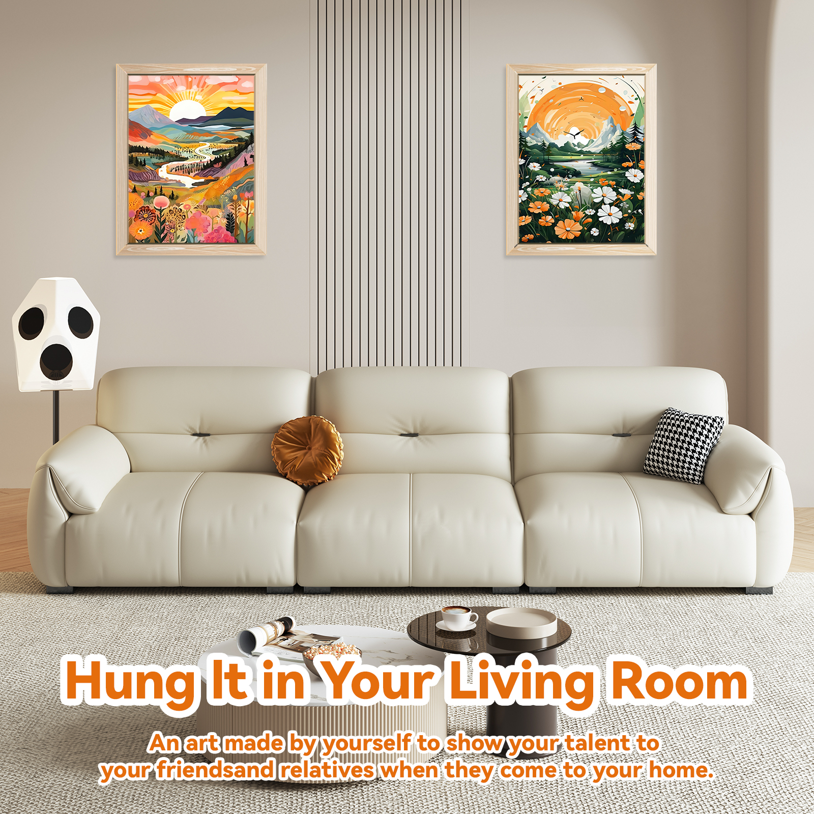 Ginkko Painting By Numbers Adults, DIY Flower with Brushes and Acrylic Paints Hand Painted Oil Painting Canvas for Home Decor, 30×40CM 2 Pack, (sunrise Mountains)