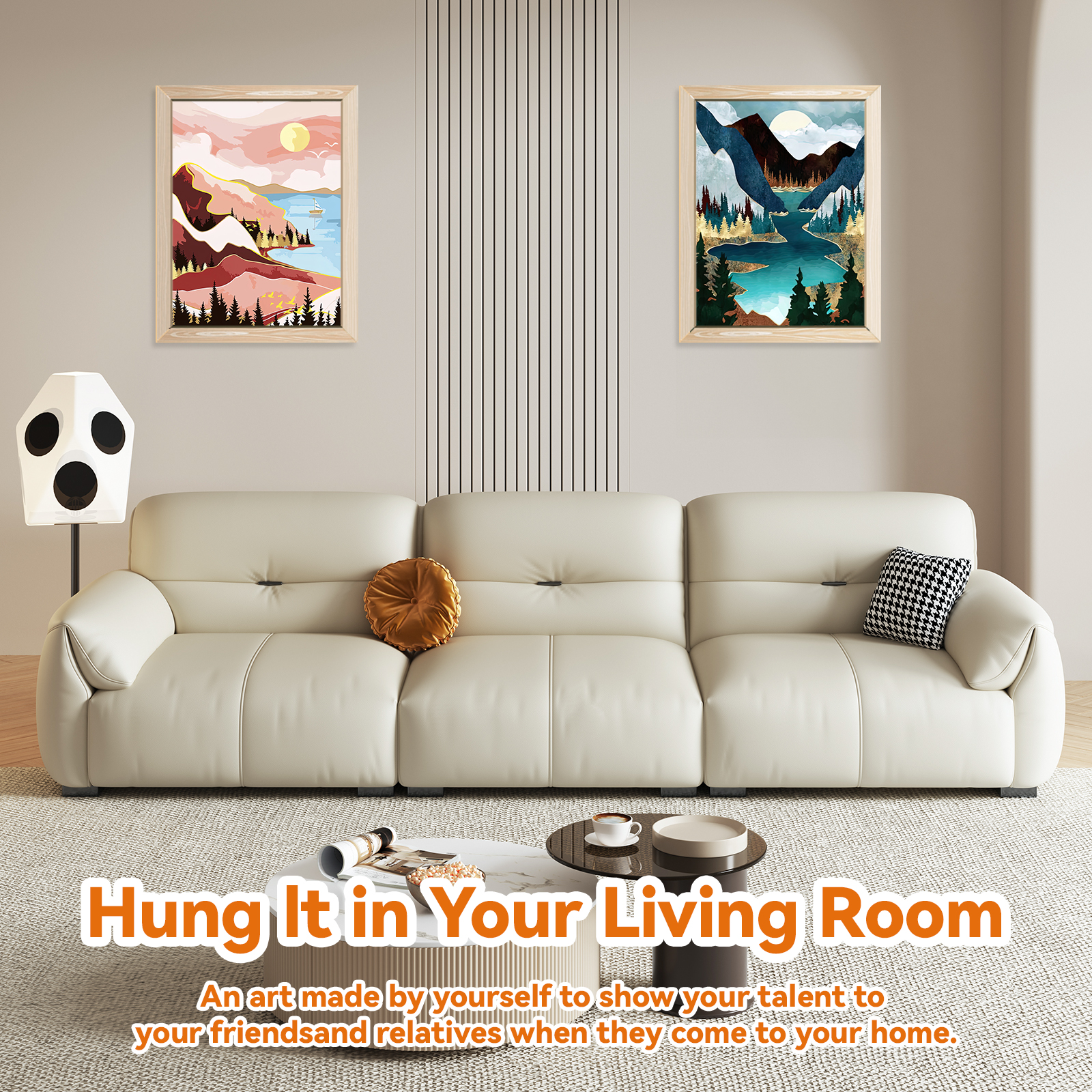 Ginkko Painting By Numbers Adults, DIY Flower with Brushes and Acrylic Paints Hand Painted Oil Painting Canvas for Home Decor, 30×40CM 2 Pack, (Sunset Lake Mountains)