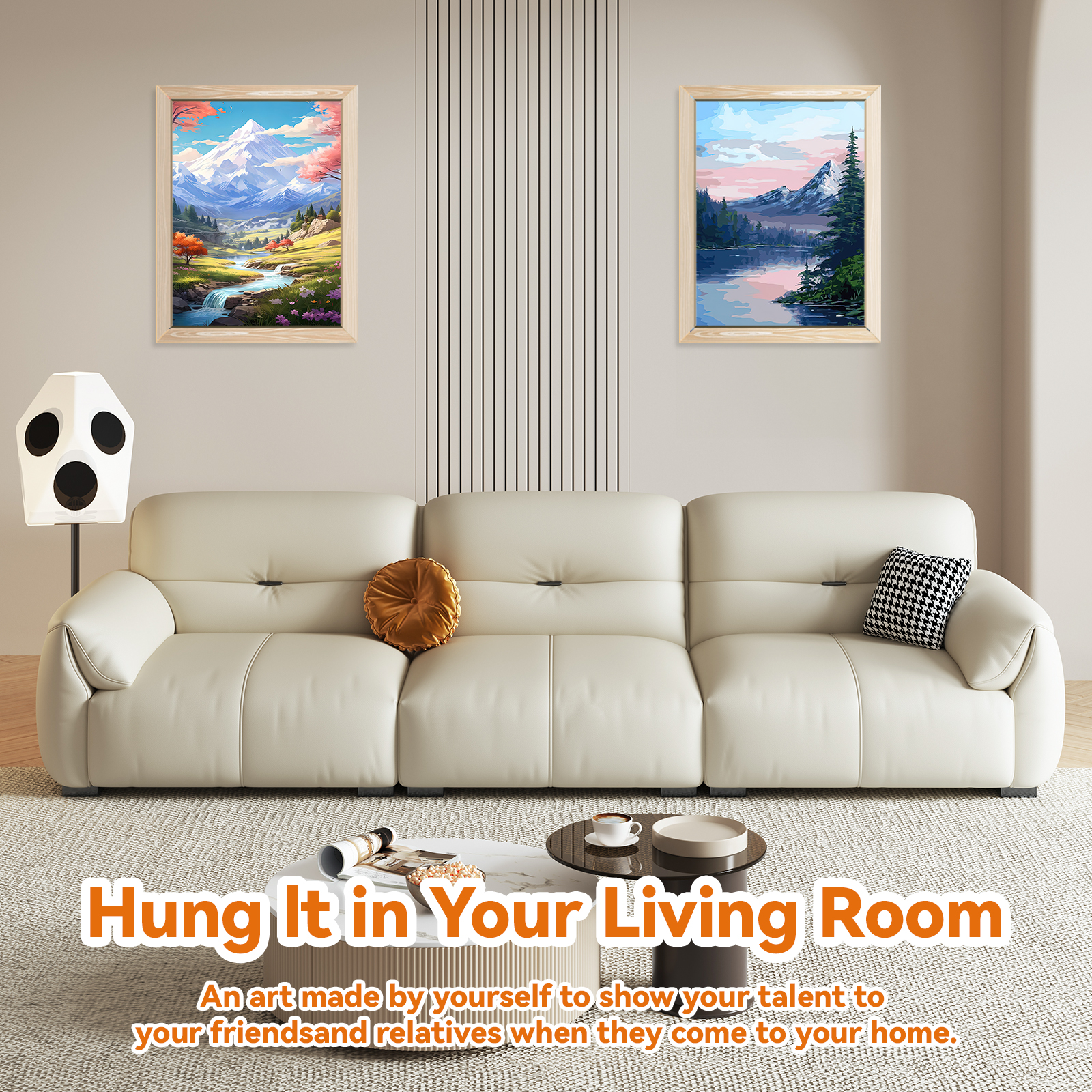 Ginkko Painting By Numbers Adults, DIY Flower with Brushes and Acrylic Paints Hand Painted Oil Painting Canvas for Home Decor, 30×40CM 2 Pack, (Snow Mountain Scenery)