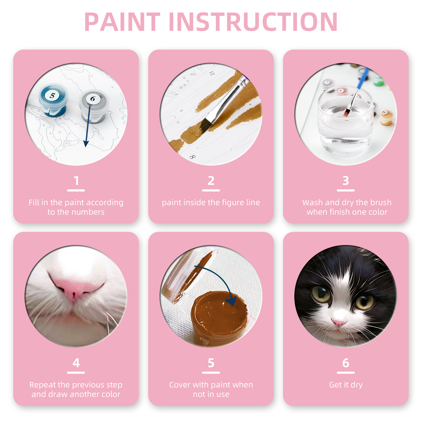 Ginkko Paint by Numbers Kit for Adults Beginner & Kids Ages 8-12 with Wooden Frame Easy Acrylic on Canvas 9x12 inch with Paints and Brushes, Cat Flower (Include Framed)