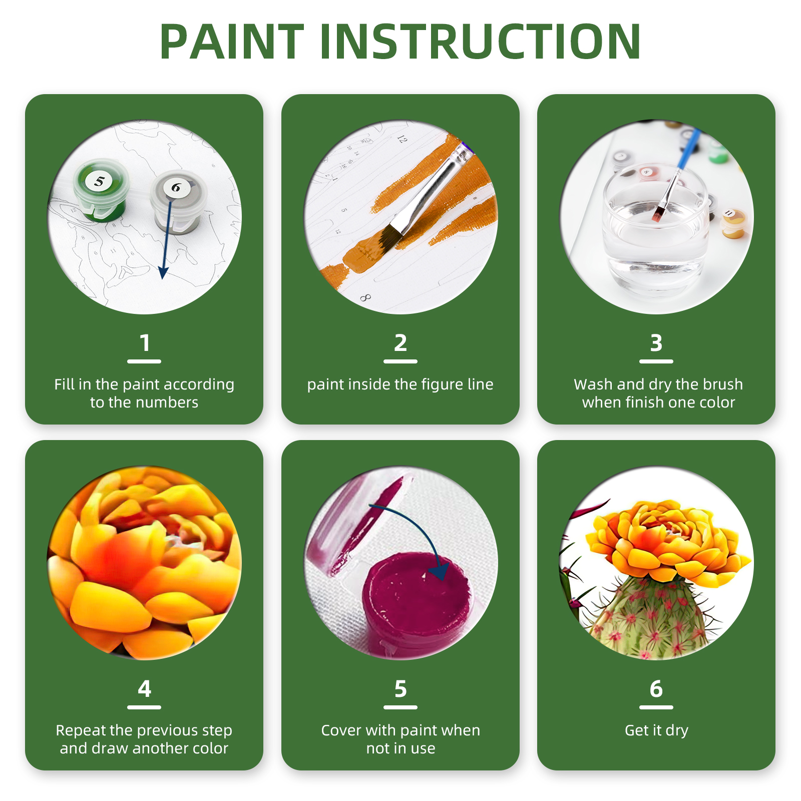 Ginkko Paint by Numbers Kit for Adults Beginner & Kids Ages 8-12 with Wooden Frame Easy Acrylic on Canvas 12x16 inch with Paints and Brushes, Cactus (Include Framed)