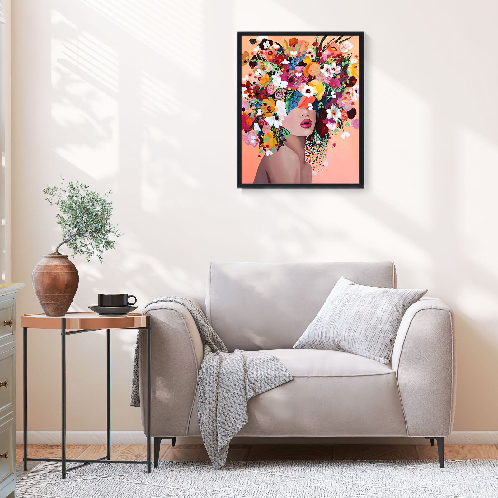 Ginkko Paint by Numbers Kit for Adults Beginner & Kids Ages 8-12 with Wooden Frame Easy Acrylic on Canvas 12x16 inch with Paints and Brushes, Girls and Flowers(Include Framed)