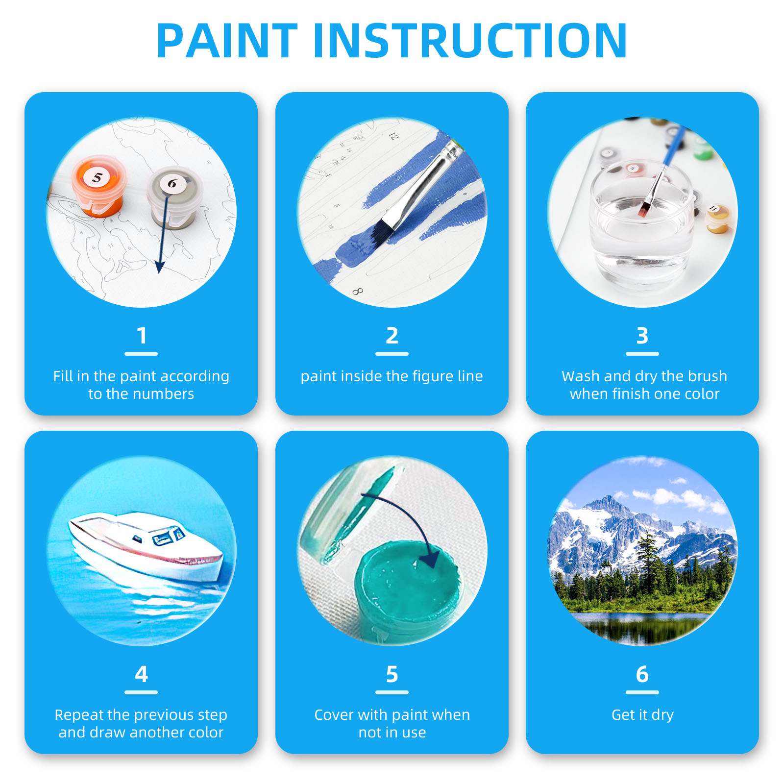 Ginkko Paint by Numbers Kit for Adults Beginner & Kids Ages 8-12 with Wooden Frame Easy Acrylic on Canvas 9x12 inch with Paints and Brushes, Mountain Sunset(Include Framed)