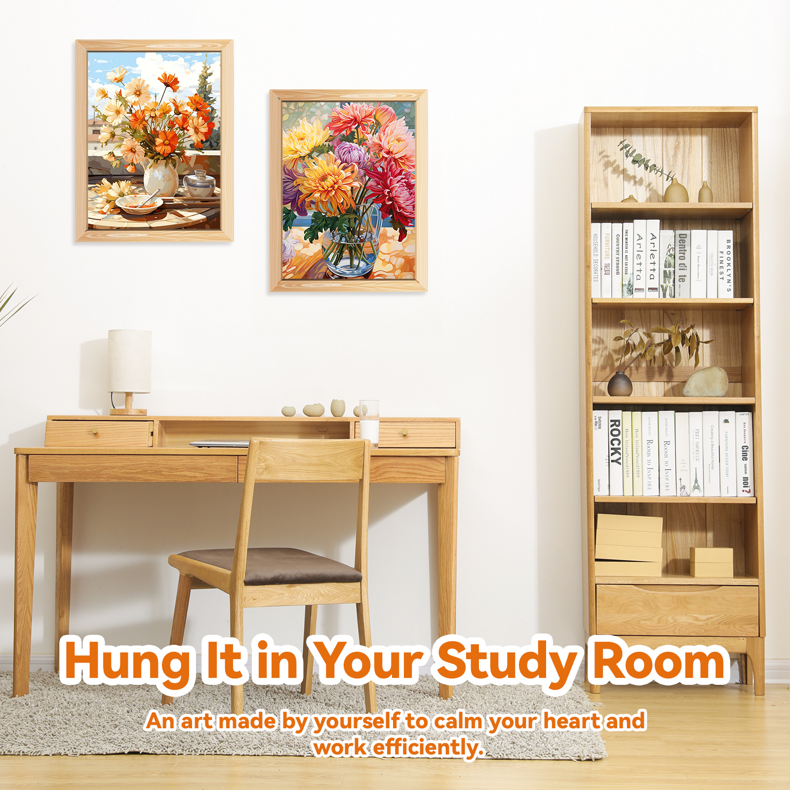 Ginkko Painting By Numbers Adults, DIY Flower with Brushes and Acrylic Paints Hand Painted Oil Painting Canvas for Home Decor, 30×40CM 2 Pack, (Flower 02)