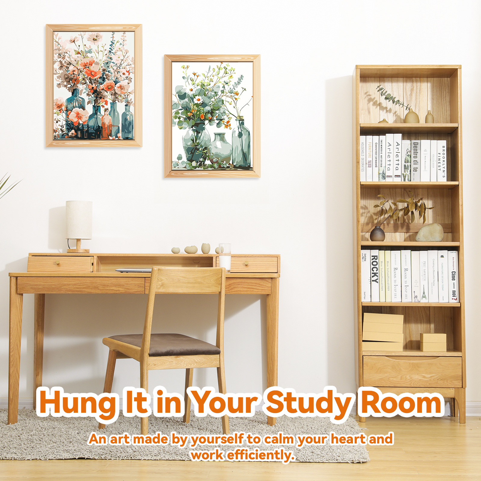 Ginkko Painting By Numbers Adults, DIY Flower with Brushes and Acrylic Paints Hand Painted Oil Painting Canvas for Home Decor, 30×40CM 2 Pack, (Flower 01)