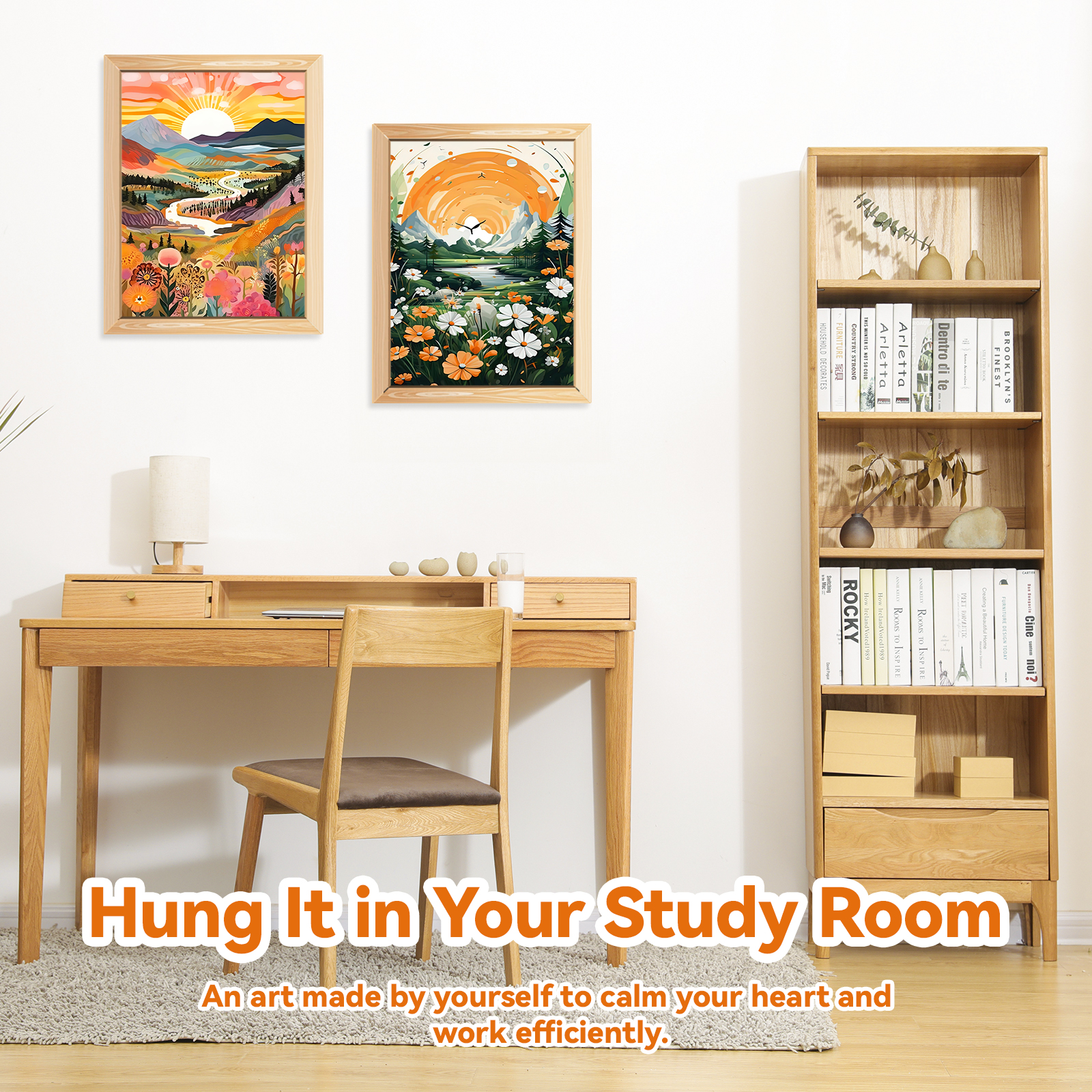 Ginkko Painting By Numbers Adults, DIY Flower with Brushes and Acrylic Paints Hand Painted Oil Painting Canvas for Home Decor, 30×40CM 2 Pack, (sunrise Mountains)