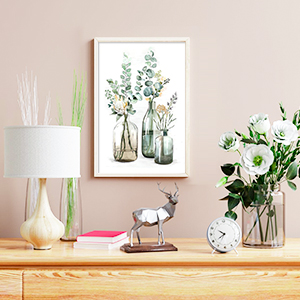 Ginkko Paint by Numbers Kit for Adults Beginner & Kids Ages 8-12 with Wooden Frame Easy Acrylic on Canvas 12x16 inch with Paints and Brushes, Bottle Flower (Include Framed)