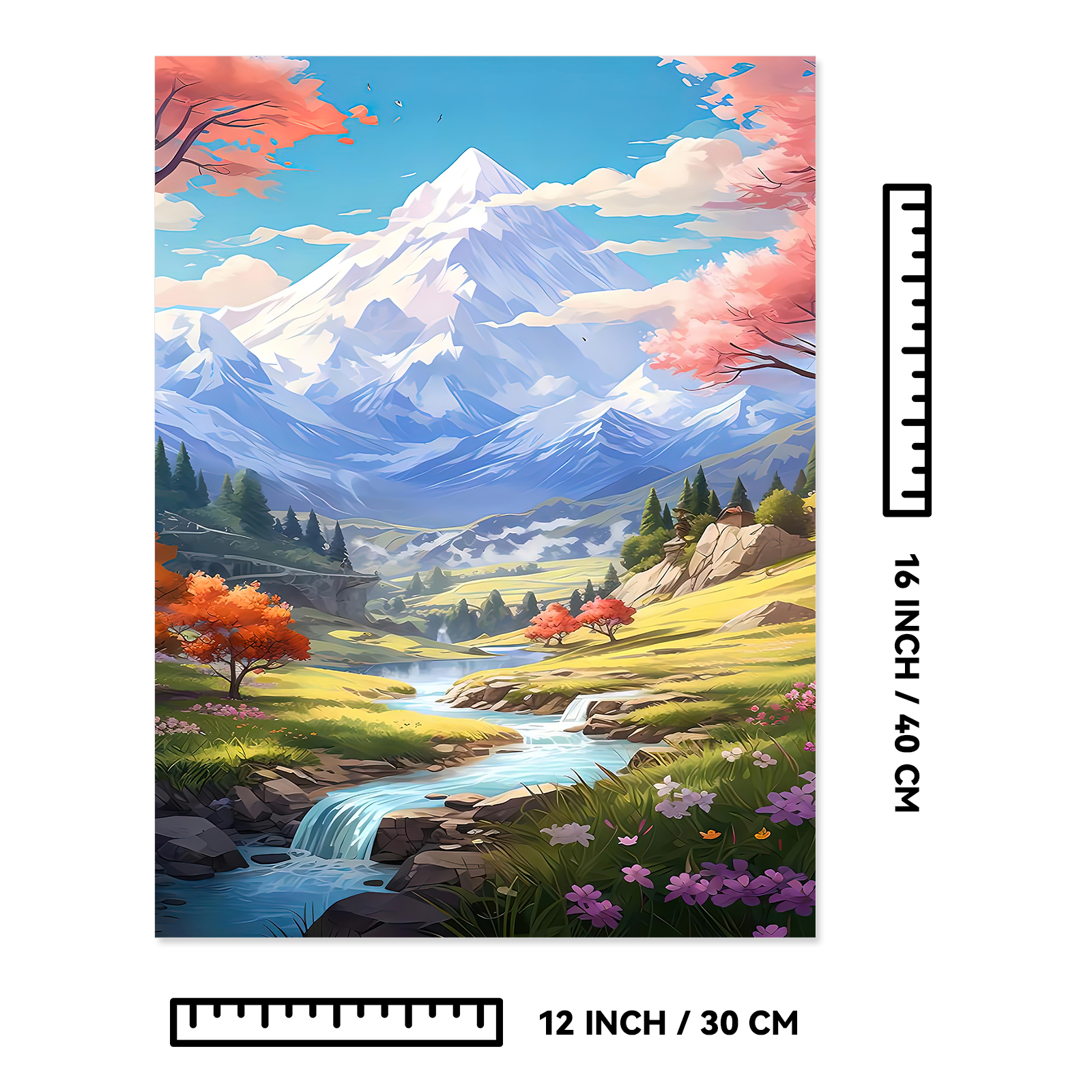 Ginkko Painting By Numbers Adults, DIY Flower with Brushes and Acrylic Paints Hand Painted Oil Painting Canvas for Home Decor, 30×40CM 2 Pack, (Snow Mountain Scenery)