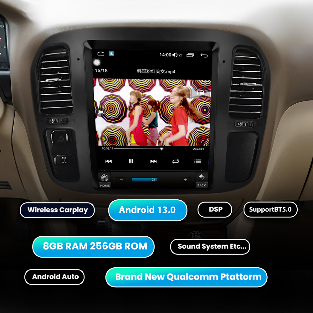 Tesla Screen Android Car Radio navigation For Toyota LC100 1998