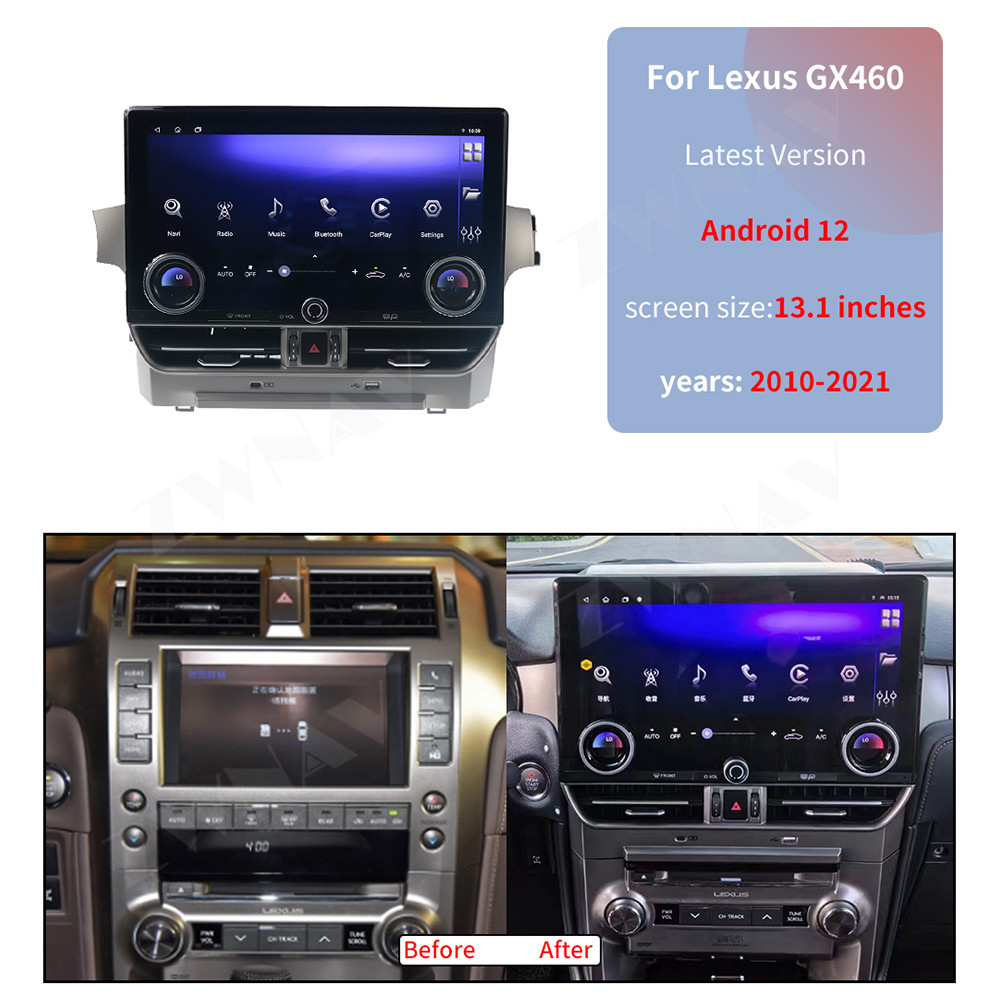 12.5 inch Android 12.0 CarPlay Navi For Lexus GX460 GX400 2008