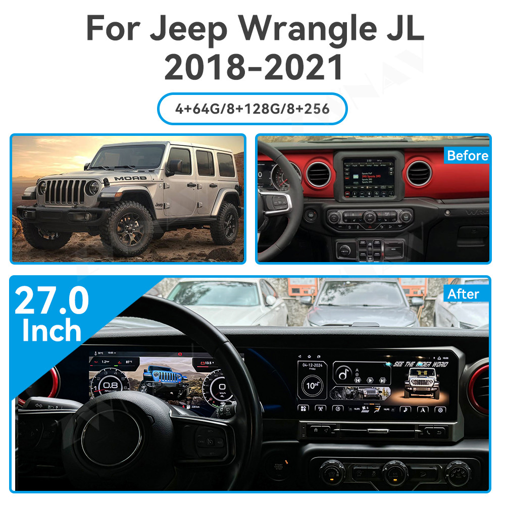 24 inch Android Radio LCD Virtual Cockpit For Jeep Wrangler 2018