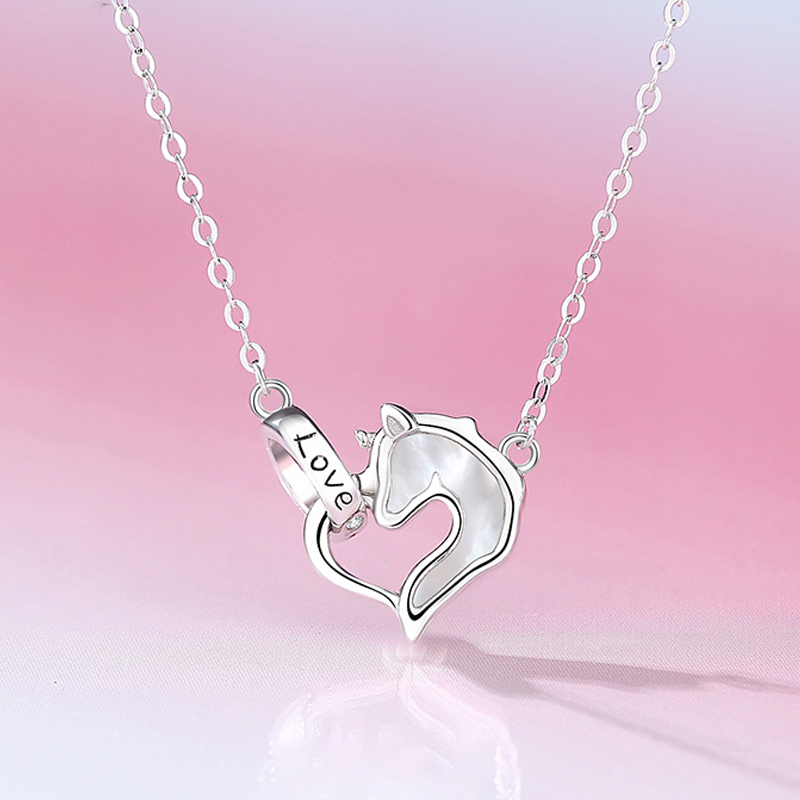 愛心獨角獸 · 貝母s925銀項鍊 | 紀念日禮物