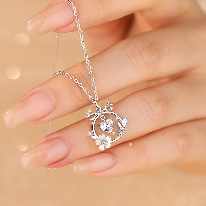 一鹿有你 · 白貝鋯石項鍊 | 女友生日禮物