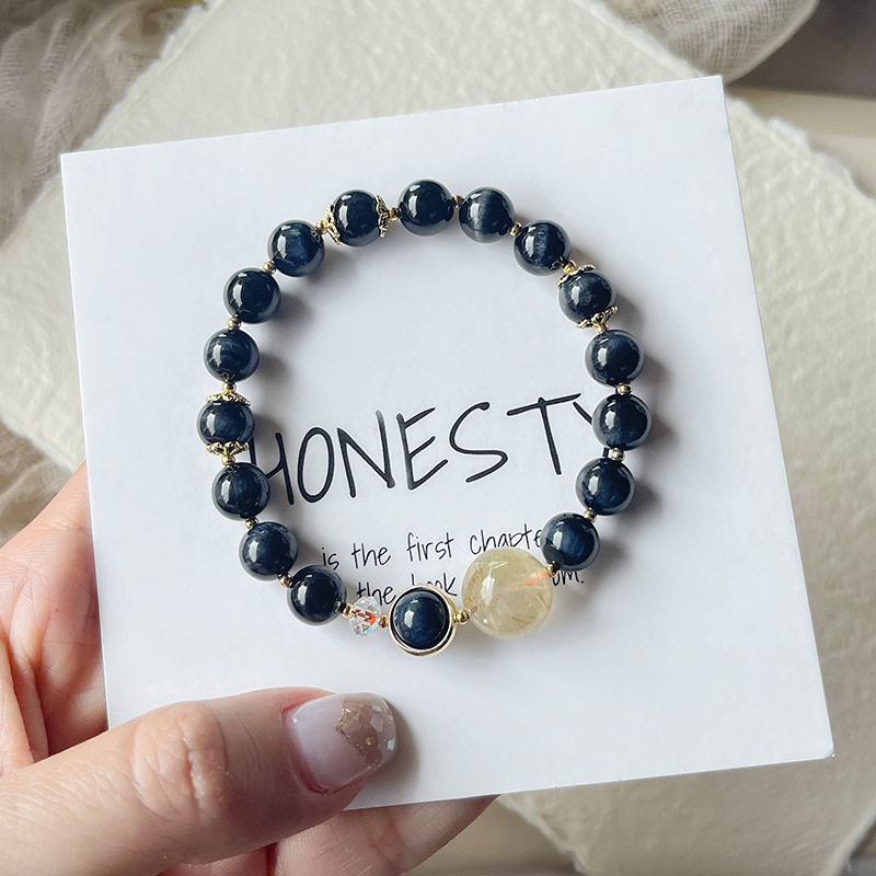 帝王之石· 藍虎眼天然水晶手串 |辟邪和助事業