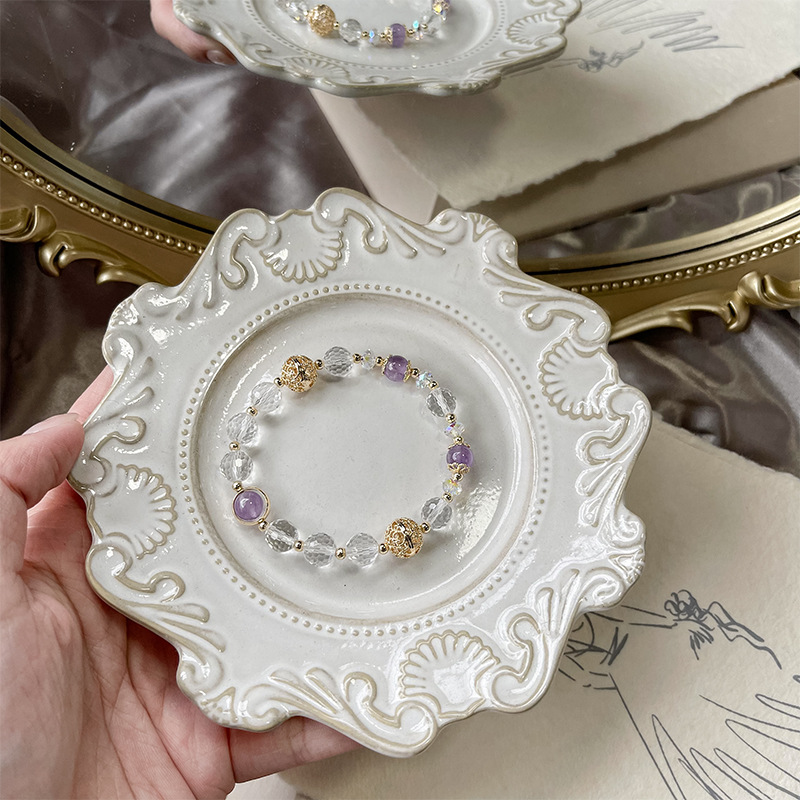 薰衣草 · 白水晶紫玉天然水晶手串 |智慧和靈性