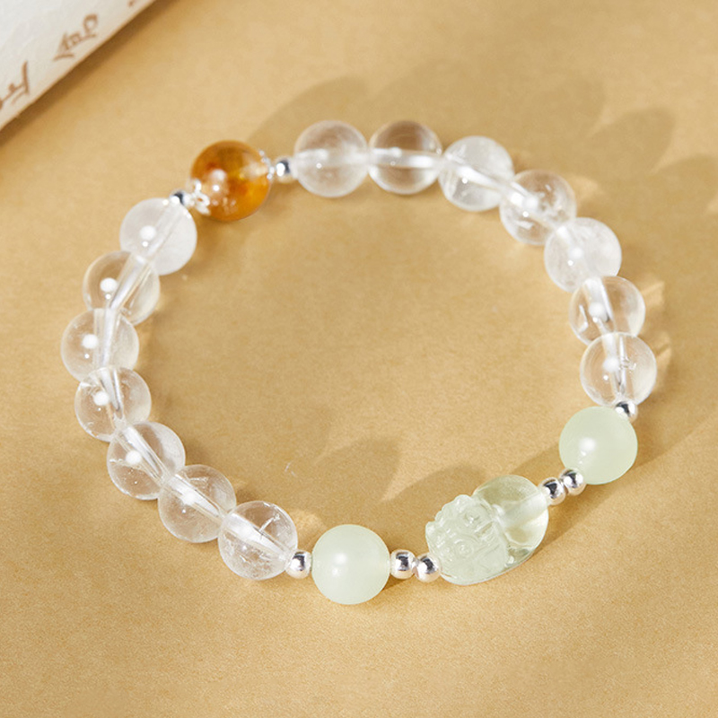 吉瑞貔貅 · S925純銀水晶手串 | 招財運和福運