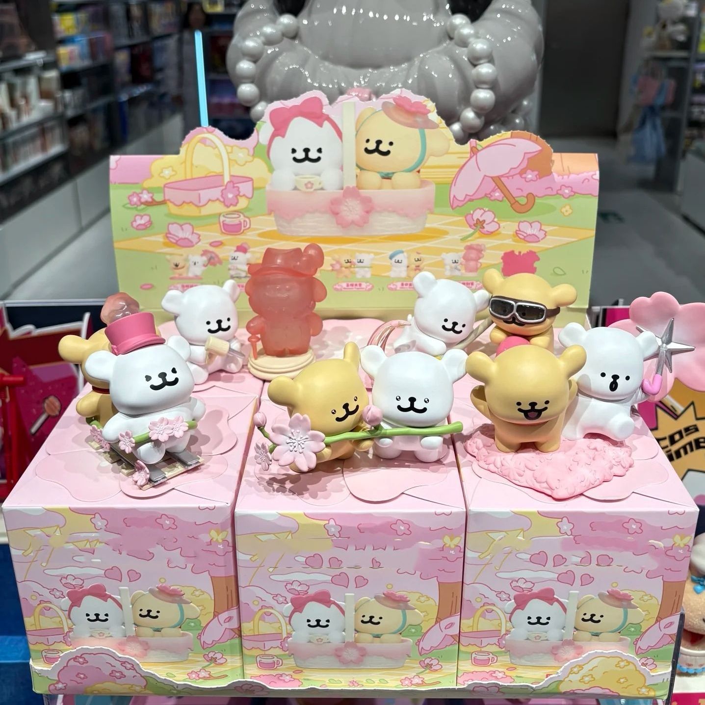 浪漫櫻花 · 線條小狗手辦盲盒 | 可愛桌面擺件