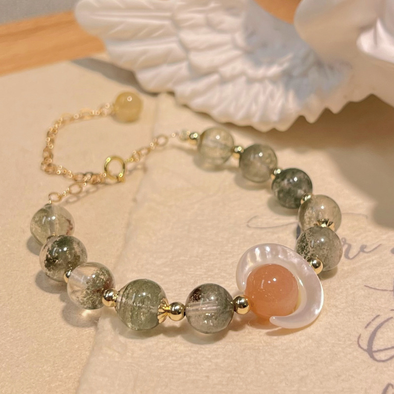 落月清輝 · 天然水晶綠幽靈手串 | 週年紀念日禮物