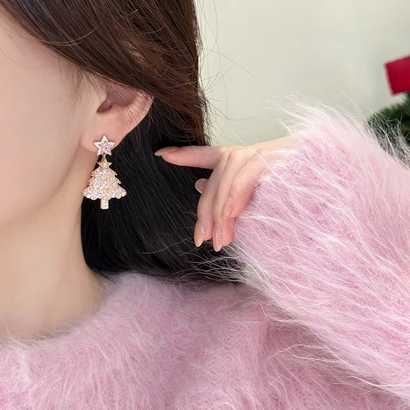 粉色聖誕樹耳釘 | 女友生日禮物