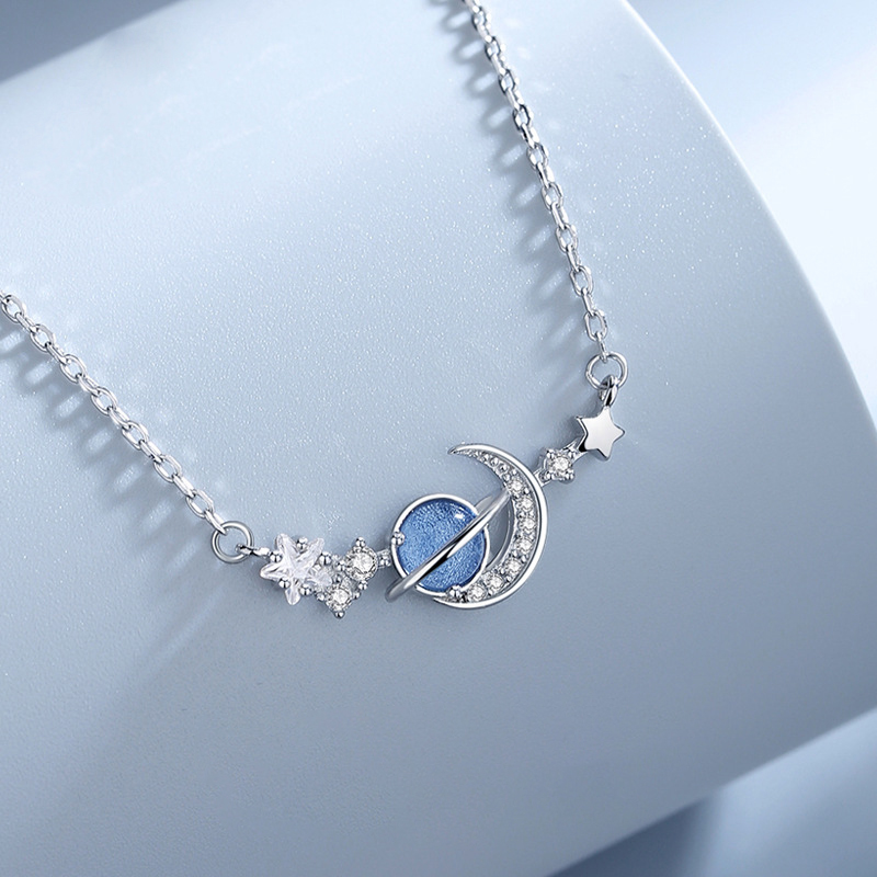 遨遊星球 · 純銀星月項鍊 | 週年禮物