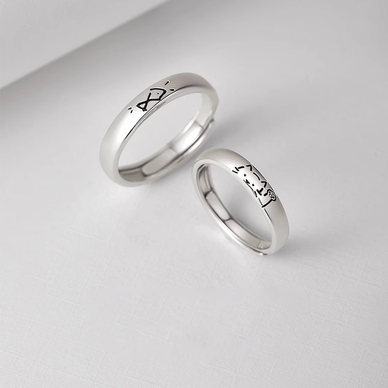 吃定你 · 喵魚甜寵純銀情侶對戒 | 週年禮物推薦