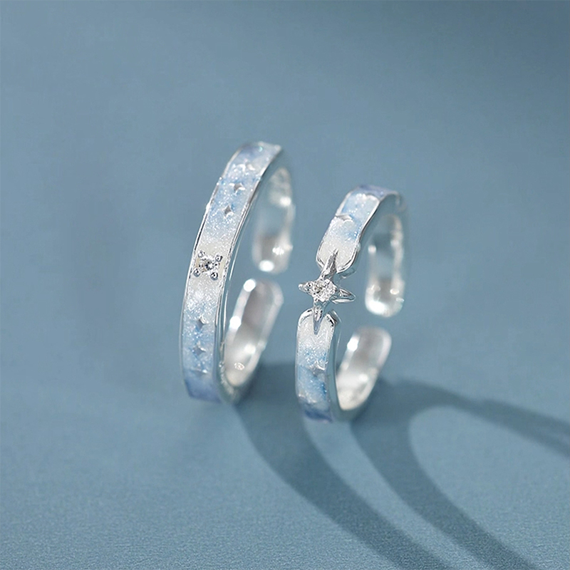 夜幕繁星 · S925銀滴釉情侶對戒 | 生日禮物推薦 