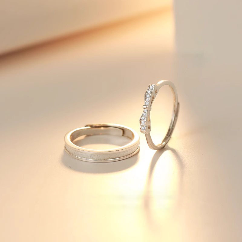 諾言 · S925銀閃耀蝴蝶結情侶對戒 | 週年紀念禮物