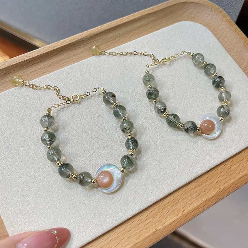 落月清輝 · 天然水晶綠幽靈手串 | 週年紀念日禮物