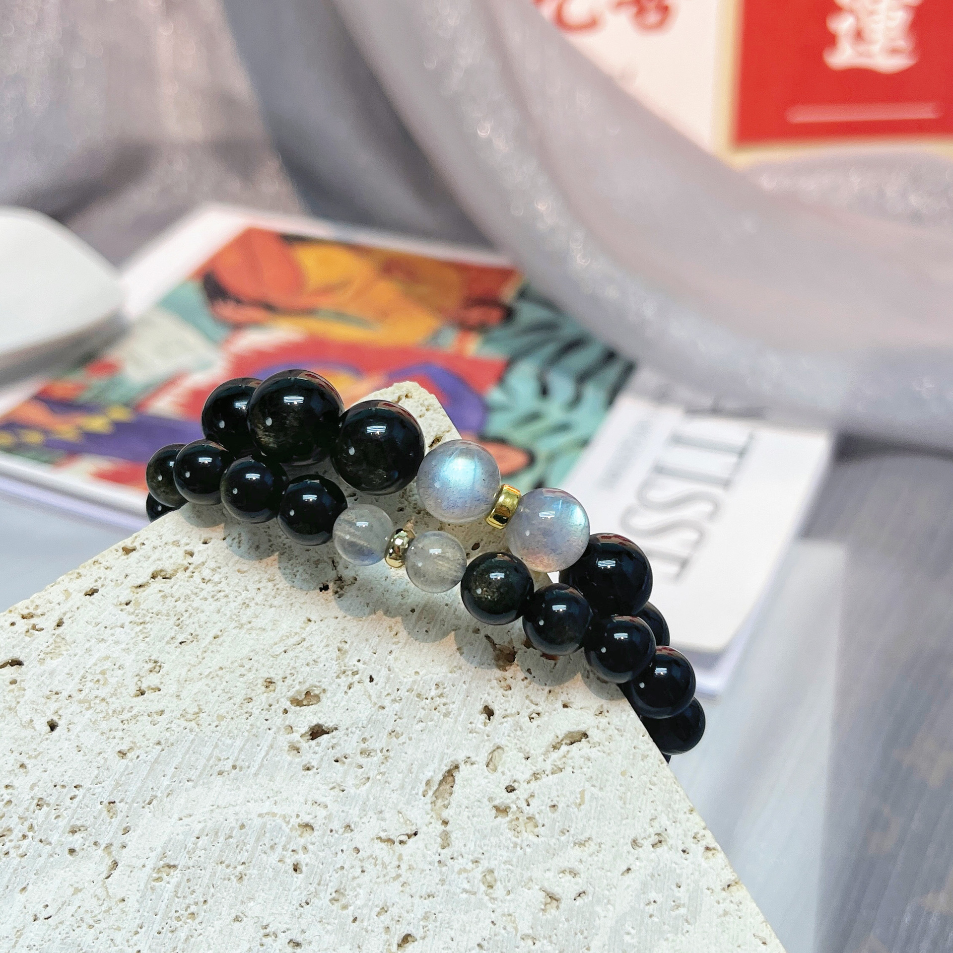 月下戀人 · 天然金曜石情侶手串 | 情侶生日禮物