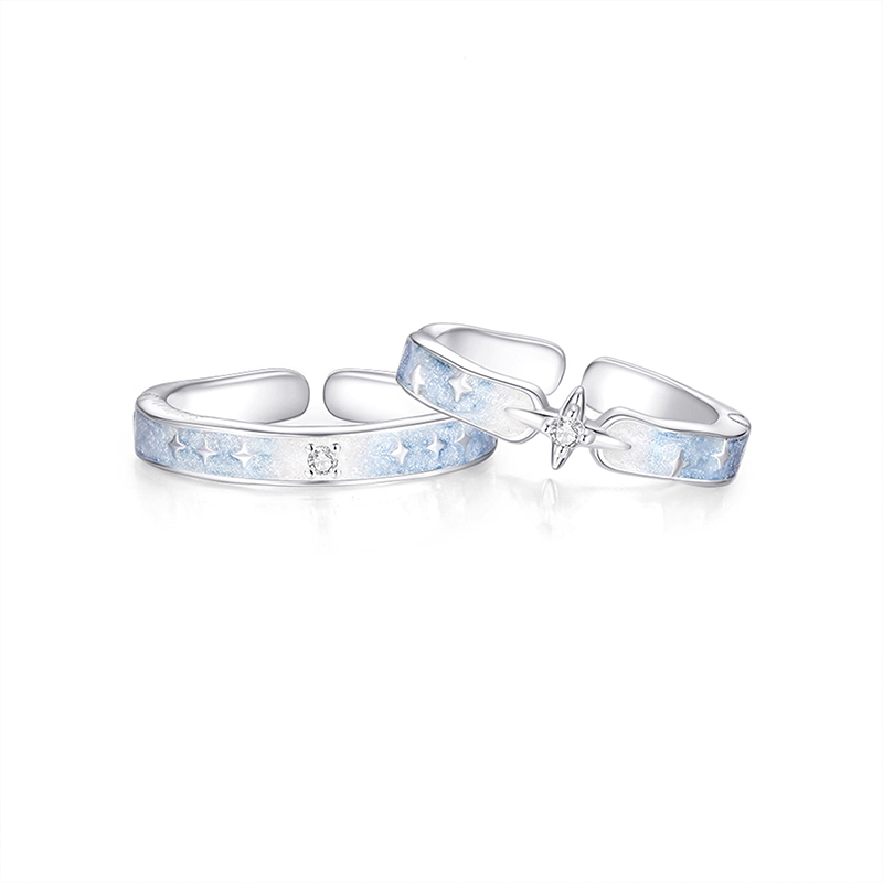 夜幕繁星 · S925銀滴釉情侶對戒 | 生日禮物推薦 