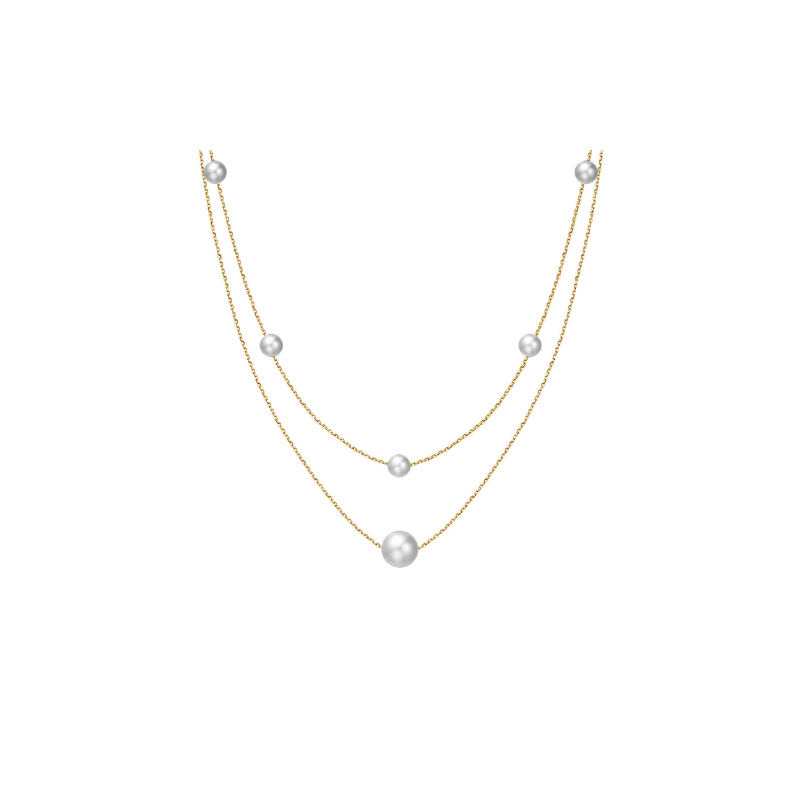 雙層疊戴 · 優雅925純銀珍珠項鍊 | 女生項鍊推薦