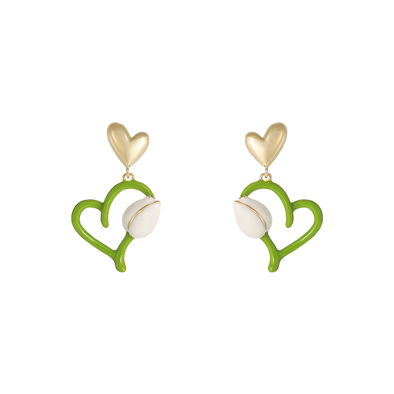 戀花心語 · 愛心鬱金香花朵耳飾 | 送女友禮物