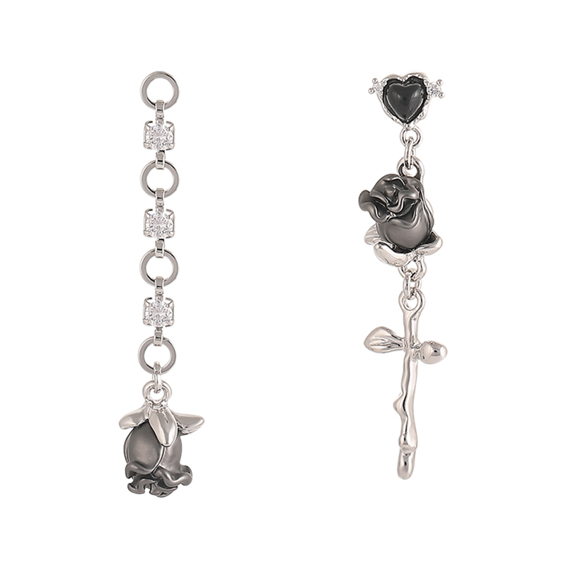 玫瑰戀 · 黑玫瑰不對稱耳飾 | 生日禮物