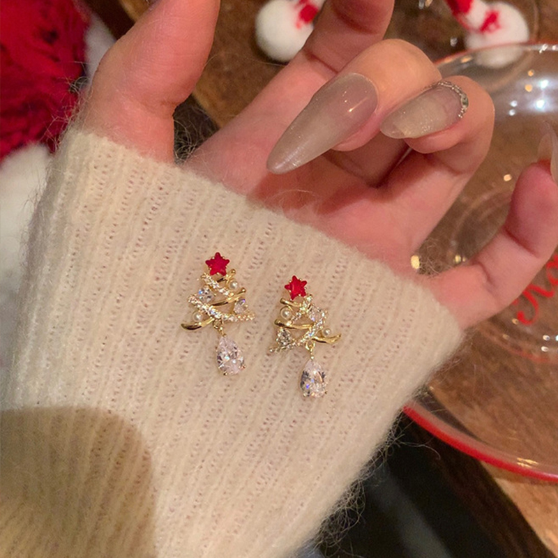 聖誕樹鋯石水滴耳釘 | 女友聖誕禮物 